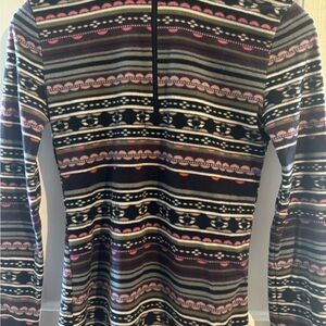 Cuddl Duds Women's Black and Pink Patterned Hoodie